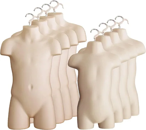 Miniatura 13 de Maniquí de inyección de plástico para torso y gancho para colgar en forma de torso para niños pequeños y niños (color negro, juego de 1)