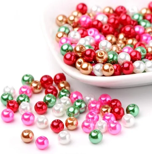 Miniatura 19 de Pandahall - 400 cuentas de perlas de vidrio perlado brillante de 0.157 pulgadas (0.157 in), cuentas espaciadoras sueltas de vidrio de color mixto