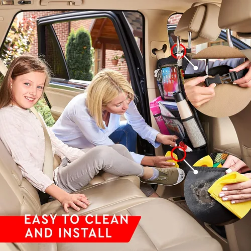 Miniatura 5 de Helteko Organizador para el asiento trasero del coche, protector de respaldo con soporte para tableta con pantalla táctil, organizador de asiento