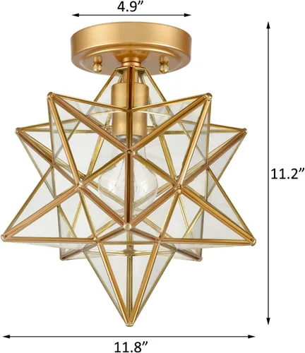 Miniatura 7 de Lámpara de techo de latón Moravian Star Light con cristal transparente