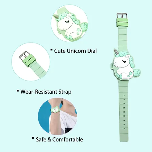 Miniatura 3 de Reloj de unicornio para niños para niñas pequeñas, tiempo de aprendizaje 3D lindo diseño de concha de dibujos animados niños reloj LED digital