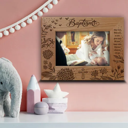 Miniatura 3 de BELLA BUSTA -Bautizo Bautizo Bautizo Bebé Niña/Niño Bautizado Regalos de Padrinos -Ceremonia de Bautizar un Niño Marco Grabado (5x7 Horizontal)