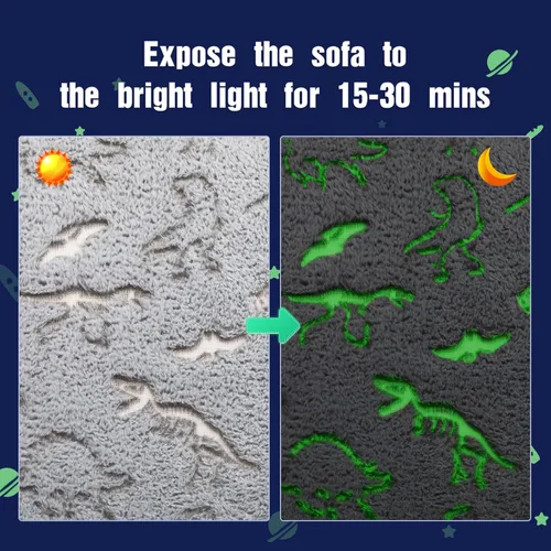 Miniatura 6 de ALIMORDEN Silla de Espuma Ultra-Suave para Acurrucarse para Niños, con Patrón de Fósiles de Dinosaurios que Brillan en la Oscuridad, Sofá de Lectura