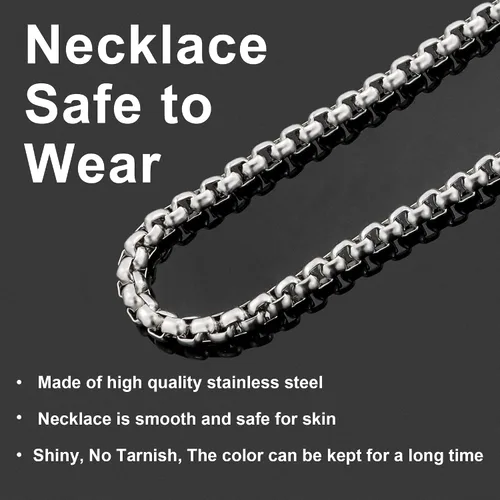 Miniatura 5 de SANNYRA Stainless Steel Rolo Chain Necklace Square Rolo Chains for Men Women