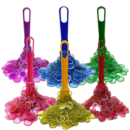 MR CHIPS Fabricado en EE.UU. Juego de 6 varitas magnéticas para bingo y 600 piezas de fichas de plástico de ¾ pulgada mejoradas con anillos de metal