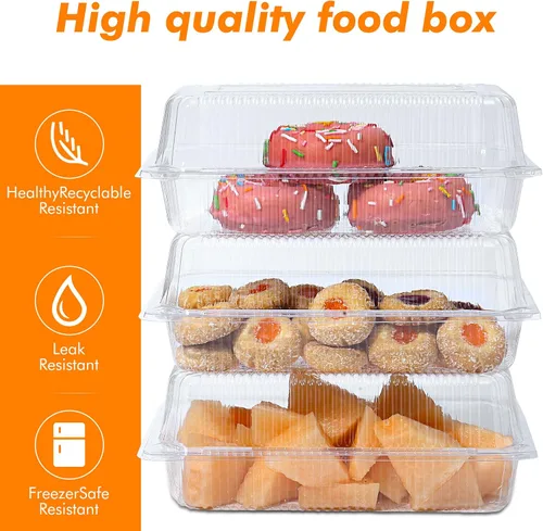 Miniatura 3 de MANSHU 100 recipientes de plástico transparente para llevar, recipiente desechable de postre con tapa, para ensaladas, pasta, sándwiches