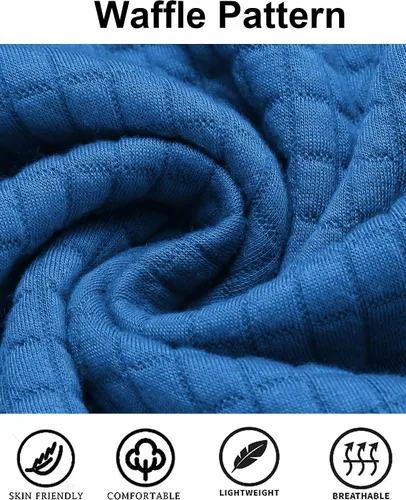 Miniatura 5 de COOFANDY Sudadera con capucha para hombre, casual, de manga larga, con cordón y punto gofre