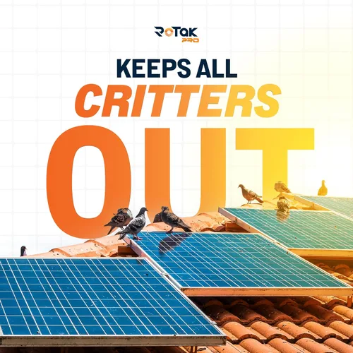 Miniatura 4 de Rotak Critter Guard PRO - Kit de rollo de prevención de pájaros para panel solar de 6 pulgadas x 100 pies con 60 clips de cierre - Malla de alambre