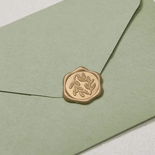 Miniatura 8 de UNIQOOO Pegatinas de sello de cera - Pegatinas de sello de sobre para invitación de boda de rama de olivo, 50 piezas de pegatinas autoadhesivas Rama