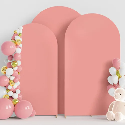 Miniatura 43 de Wokceer Juego de 3 fundas de arco de boda de elastano ajustadas para arco de boda para parte superior redonda, soporte de arco de Chiara para Beige