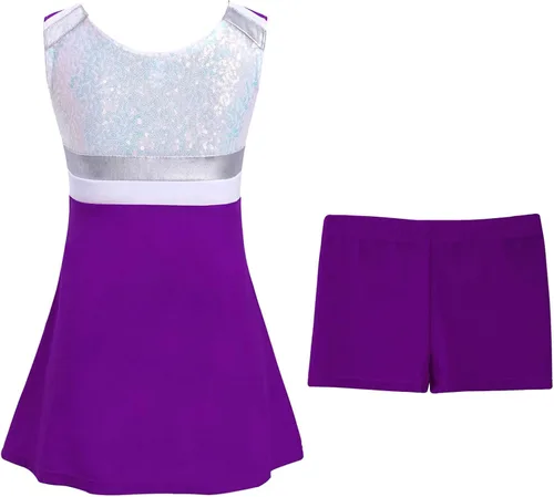 Miniatura 5 de TiaoBug Uniformes de animadoras para niñas y niñas, disfraces de animadora, lentejuelas brillantes, traje de baile de jazz, hip hop, disfraz de baile