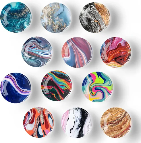 Miniatura 12 de 12 piezas de imanes de nevera de vidrio con fuerte magnetismo, adhesivo para nevera, decoración de nevera de cristal de estilo bohemio