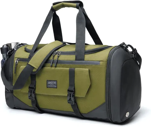Bolsas de gimnasio para hombres y mujeres con compartimento para zapatos y bolsa deportiva de bolsillo húmedo, A-TG-002-Verde