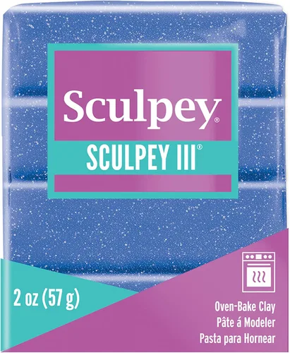 Sculpey III arcilla polimérica para horno, purpurina azul, no tóxica, barra de 2 onzas, ideal para modelar, esculpir, vacaciones, bricolaje, medios