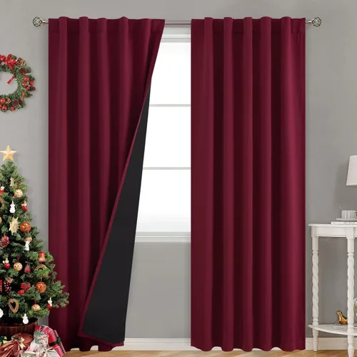 Miniatura 117 de BGment Cortinas 100% opacas beige de 63 pulgadas de largo con forro aislante térmico, bolsillo para varilla y lengüeta trasera de doble capa