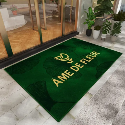 Tapete personalizado para puerta, diseño personalizado, con logotipo, tapete de entrada comercial con parte trasera de goma antideslizante, borde de