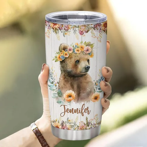 Miniatura 3 de Hyturtle Regalos personalizados para los amantes de los osos – Just A Girl Who Loves Bears - Vaso de acero inoxidable con nombre personalizado de 20