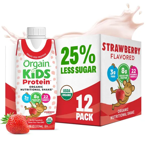Miniatura 12 de Orgain Organic Kids - Batido nutricional de proteínas para niños, chocolate, aperitivos saludables para niños, 8g de proteína láctea, 3g de fibra