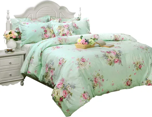 Miniatura 10 de FADFAY Juego de funda de edredón con estampado floral de roseta, juego de ropa de cama de encaje con volantes para niñas, 3 piezas, tamaño individual