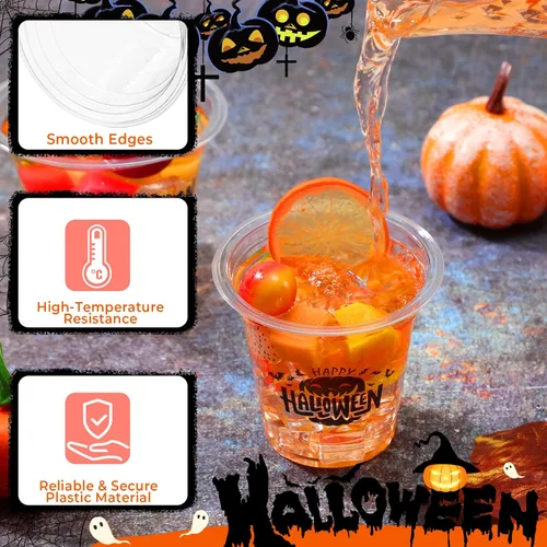 Miniatura 3 de Sliner 60 vasos de plástico de Halloween de 12 onzas desechables transparentes para Halloween, suministros de fiesta para bebidas frías, cerveza