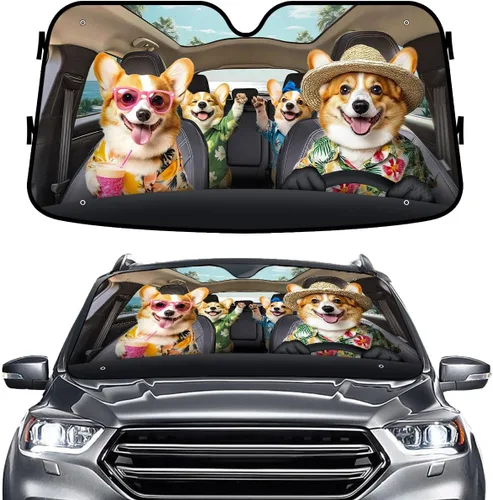 Miniatura 42 de GENANY - Cubierta de parabrisas de flamenco para automóvil, SUV, camión (55 x 30 pulgadas), protector térmico plegable, persianas para ventanas