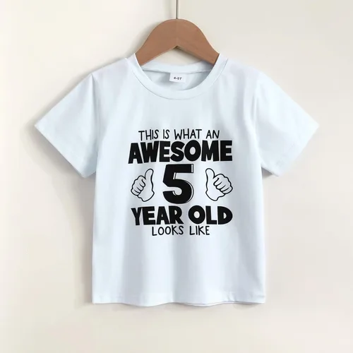 Miniatura 6 de YOUNGER STAR Niños Gris Young Wild Tres Cumpleaños Cuatro Siempre Salvaje Hermano Twin Letra Impresión Camisetas 3T 4T