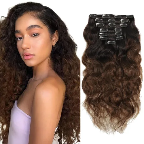 Miniatura 13 de Caliee - Extensiones de cabello rizado con clip 3B 3C Jerry, extensiones de clip de cabello rizado 14 pulgadas 1B color natural, extensiones