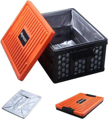 Miniatura 10 de Mymazn Organizador de caja de maletero con enfriador para automóvil, caja organizadora de tapa de maletero plegable de plástico para viajes