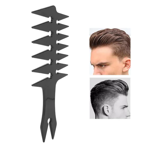 Miniatura 5 de Peine para hombre, peine de doble cara con dientes anchos para peluquería, peine de peinado retro (negro)