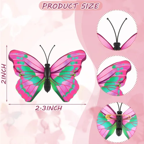 Miniatura 3 de 36 alfileres de mariposa 3D, broche de seguridad de plástico, decoración de México a granel para ropa de solapa, manualidades, decoración