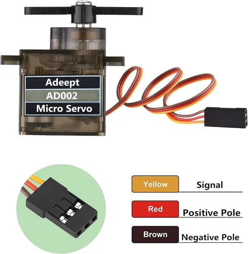 Miniatura 4 de Adeept AD002 4 unids 90S 9G Micro Servo Motor, Metal Geared Micro Servo para RC Robot Coche Helicóptero Avión Controles Barco Raspberry Pi Project
