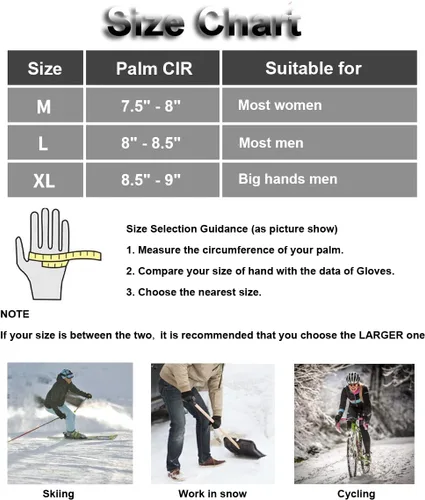 Miniatura 7 de SUJAYU Guantes de invierno para hombres y mujeres, guantes de pantalla táctil, guantes de motos de nieve, guantes de esquí, guantes de snowboard