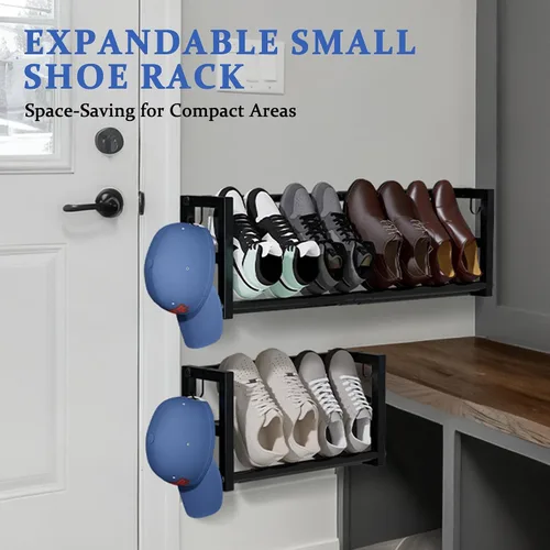 Miniatura 3 de Paquete de 2 zapateros estrechos de pared para espacios pequeños, zapatero colgante con capacidad para 8 pares, almacenamiento de zapatos de pared