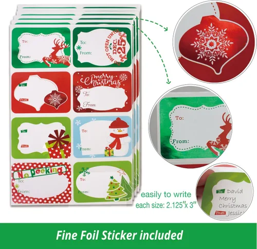 Miniatura 6 de 16 cajas de regalo blancas a granel con tapas para envolver ropa extra grande y 80 etiquetas adhesivas de Navidad