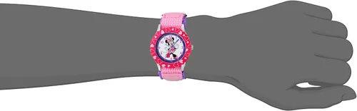 Miniatura 2 de DISNEY Minnie Mouse - Reloj analógico con correa de nailon para niños, bisel de acero inoxidable, Rosado, Classic