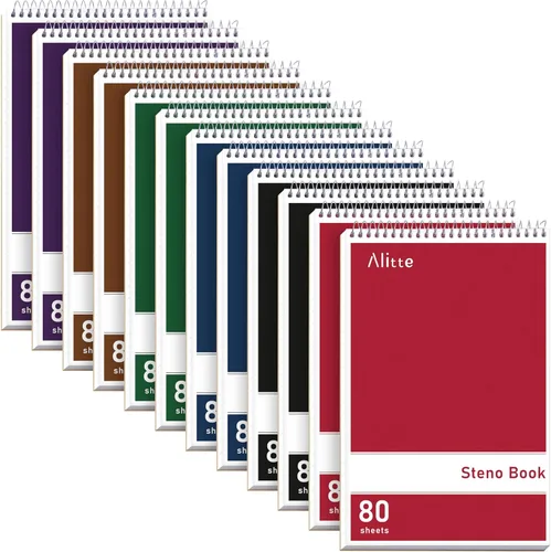 Miniatura 9 de Alitte Steno Pads Spiral 6x9-12 Pack - Gregg Ruled, perfecto para el trabajo, la escuela y el hogar, páginas fáciles de arrancar, papel blanco, sin