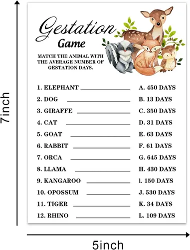 Miniatura 3 de Tarjetas de juego para baby shower, tarjeta de juego de gestación de animales de safari para fiesta de baby shower, divertidas ideas
