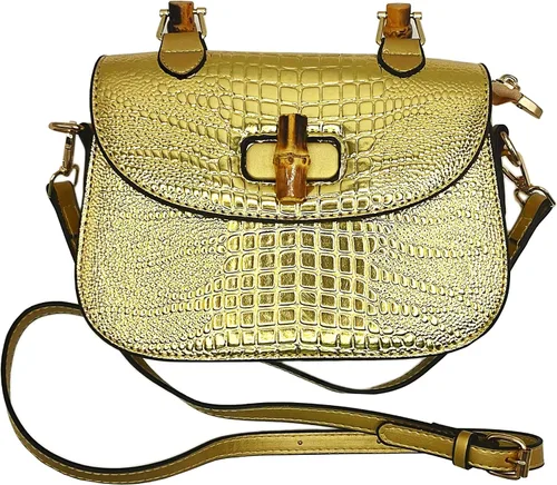 Miniatura 2 de Bolso de mano de cuero artificial de bambú con asa superior para mujer, elegante bolso de noche, regalo para mujer, hecho a mano