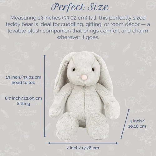 Miniatura 3 de MON AMI Sterling Bunny - Conejo de peluche de 13 pulgadas para niños y niñas, juguete de peluche suave, compañero para acurrucarse, decoración