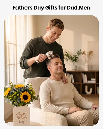 Miniatura 2 de COMFIER Masajeador de mano para el cuero cabelludo para el crecimiento del cabello, masajeador de cabeza inalámbrico, 3 modos y 8 garras