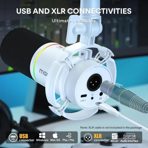 Miniatura 4 de MAONO Kit de micrófono dinámico PD200X+BA20+XLR-180: paquete de micrófono para podcast Studio Streaming Grabación Vocal PD200X+BA20+XLR-180