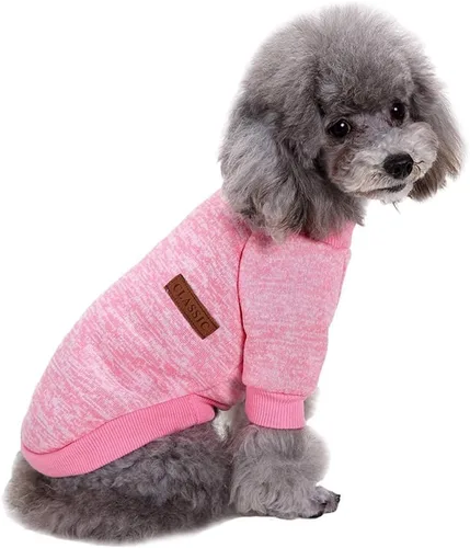 Miniatura 3 de Jecikelon - Ropa para mascotas, suéter suave, cálido y grueso, suéter de invierno para perros (talla S, color rosa)