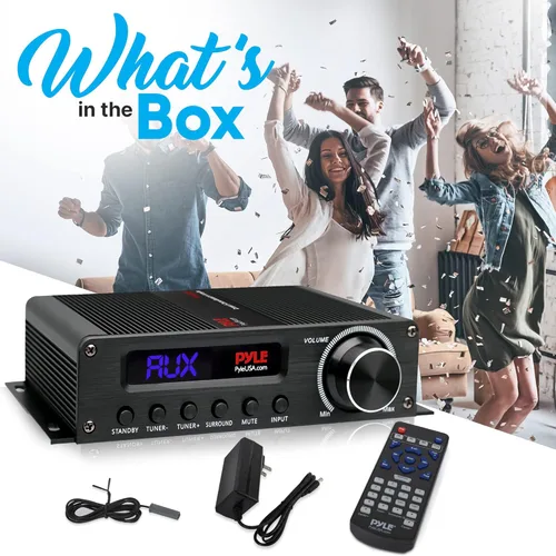 Miniatura 2 de Amplificador de audio inalámbrico Pyle Bluetooth para el hogar - Receptor estéreo de potencia para cine en casa de 100 W, 5.1 canales, sonido