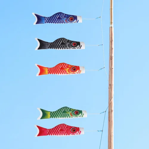 Miniatura 9 de Juego de 5 calcetines de viento de carpa japonesa, juego de calcetines de viento Koinobori de 15.7 pulgadas, serpentina de bandera de pez Koinobori