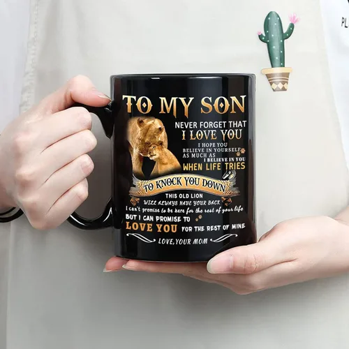 Miniatura 4 de Shqiueos Regalos inspiradores para el día del padre para hijo de mamá a mi hijo, taza de león, regalo de cumpleaños para hijo de parte de mamá, te