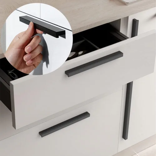 Miniatura 3 de Goo-Ki Manijas de gabinete, 12 unidades, tiradores de cajón negros de 5 pulgadas (5.039 in), manijas de cajón sólidas inclinadas para tiradores
