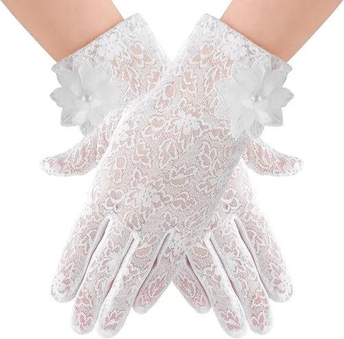 Guantes florales de encaje para mujer, guantes de fiesta de té, novia y boda para ópera, graduación, Halloween y cosplay