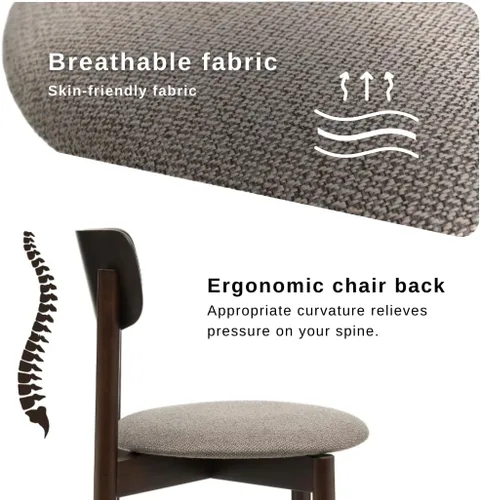 Miniatura 2 de Juego de 6 sillas de comedor de madera tapizadas modernas de mediados de siglo para muebles de habitación con diseño ergonómico duradero prémium