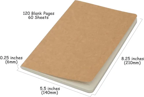 Miniatura 3 de TWONE Paquete de 3 cuadernos de viaje para viajeros o escuela, tapa blanda marrón kraft, 5.5 x 8.25 pulgadas, 120 páginas en blanco con 60 hojas