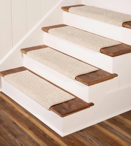Oak Valley Designs™ Peldaños de Alfombra con Borde Redondeado Bullnose - Alfombras Antideslizantes para Escaleras Interiores de Madera, Estilo: